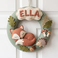 Felt Wreath, Personalized Woodland Name Sign, Fox Nursery Decor, Baby Shower Gift