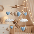 Felt Baby Mobile, Teddy Bear Balloon Mobile, Crib Mobile, Baby Boy Gift