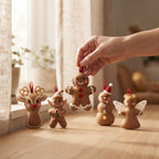 Felt Christmas Ornaments Gingerbread Ornament Set Handmade Holiday Tree Decor Xmas Gift
