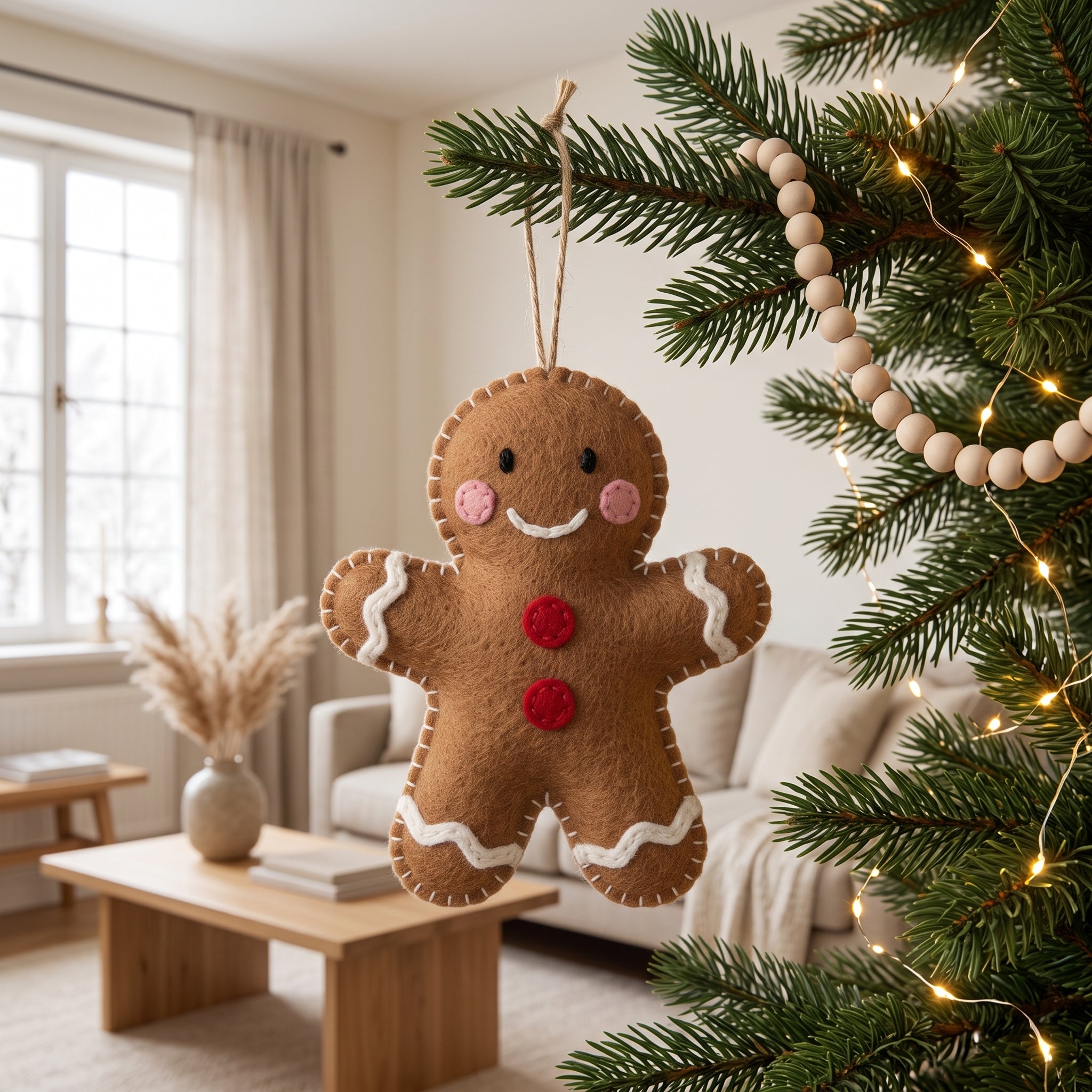 Felt Christmas Ornaments Gingerbread Ornament Set Handmade Holiday Tree Decor Xmas Gift