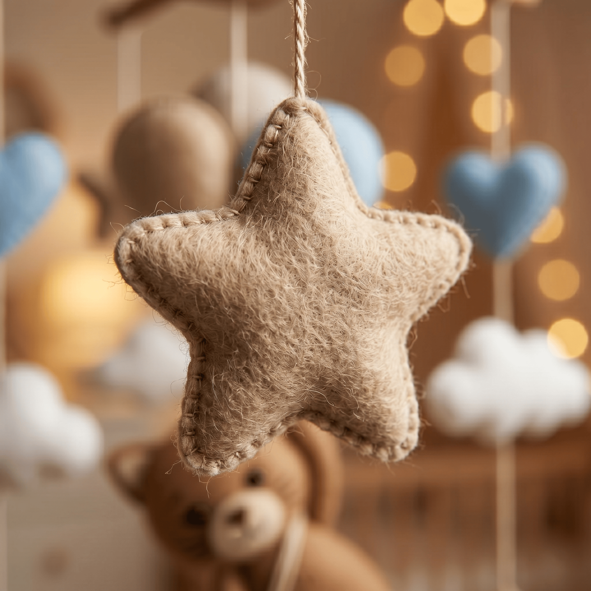 Felt Baby Mobile, Teddy Bear Balloon Mobile, Crib Mobile, Baby Boy Gift
