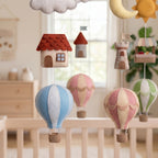 Adventure Nursery Mobile, Felt Crib Mobile, Balloon and Castle Baby Decor, Personalized Travel Theme Gift
