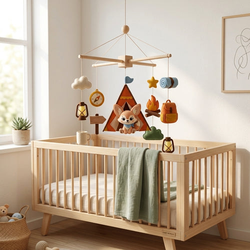 Adventure Nursery Mobile, Felt Crib Mobile, Personalized Camping Baby Decor, Unique Explorer Theme Gift