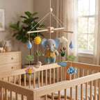 Animal Nursery Mobile, Felt Crib Mobile, Elephant and Lotus Baby Decor, Personalized Nature Theme Gift