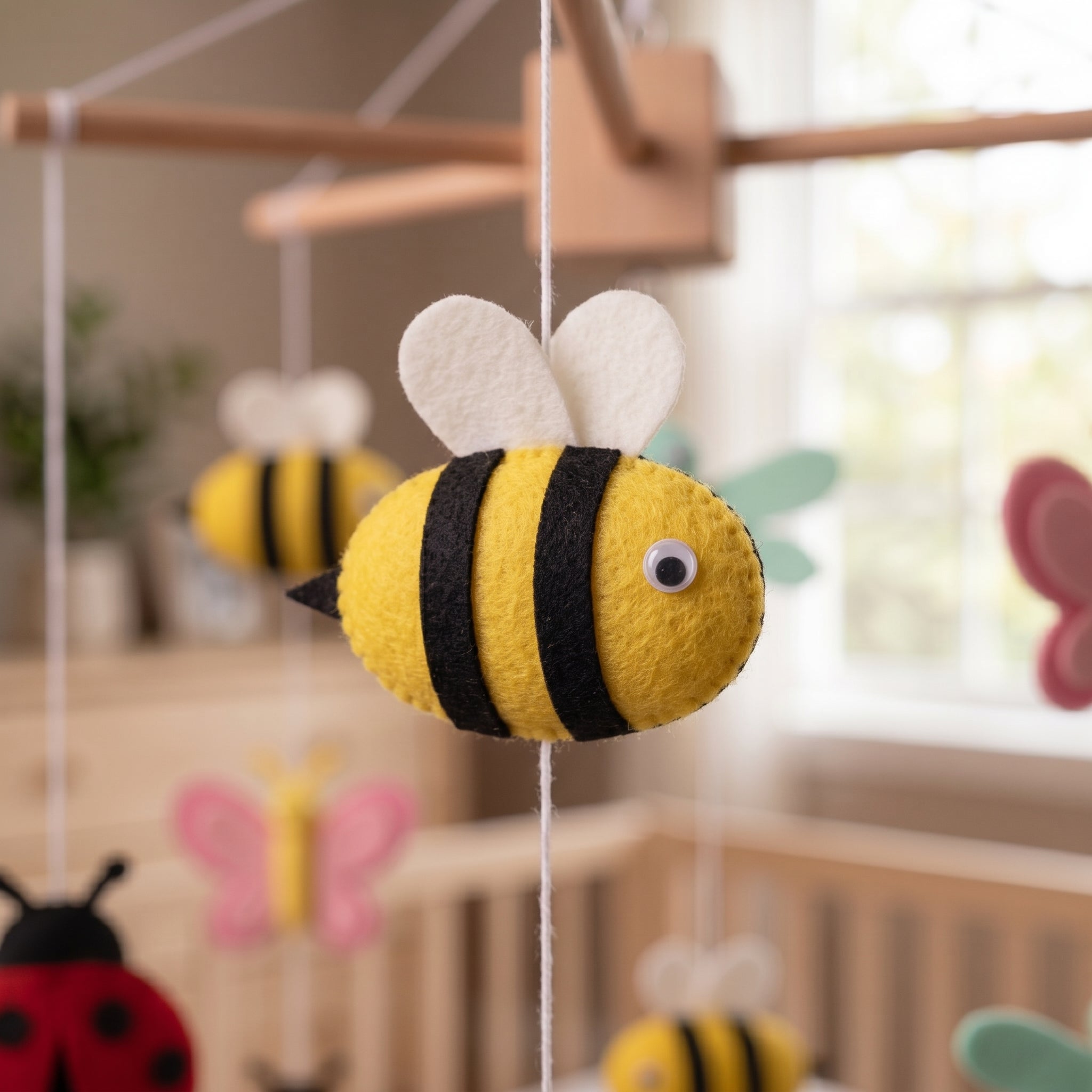 Baby Mobile, Felt Bug Theme Decor, Colorful Insect Crib Mobile, Unique Nursery Room Accessory