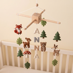 Baby Mobile, Personalized Felt Forest Theme Decor, Woodland Animal Crib Mobile, Newborn Keepsake Gift