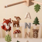 Baby Mobile, Personalized Felt Forest Theme Decor, Woodland Animal Crib Mobile, Newborn Keepsake Gift