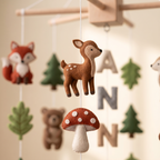 Baby Mobile, Personalized Felt Forest Theme Decor, Woodland Animal Crib Mobile, Newborn Keepsake Gift