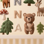 Baby Mobile, Personalized Felt Forest Theme Decor, Woodland Animal Crib Mobile, Newborn Keepsake Gift
