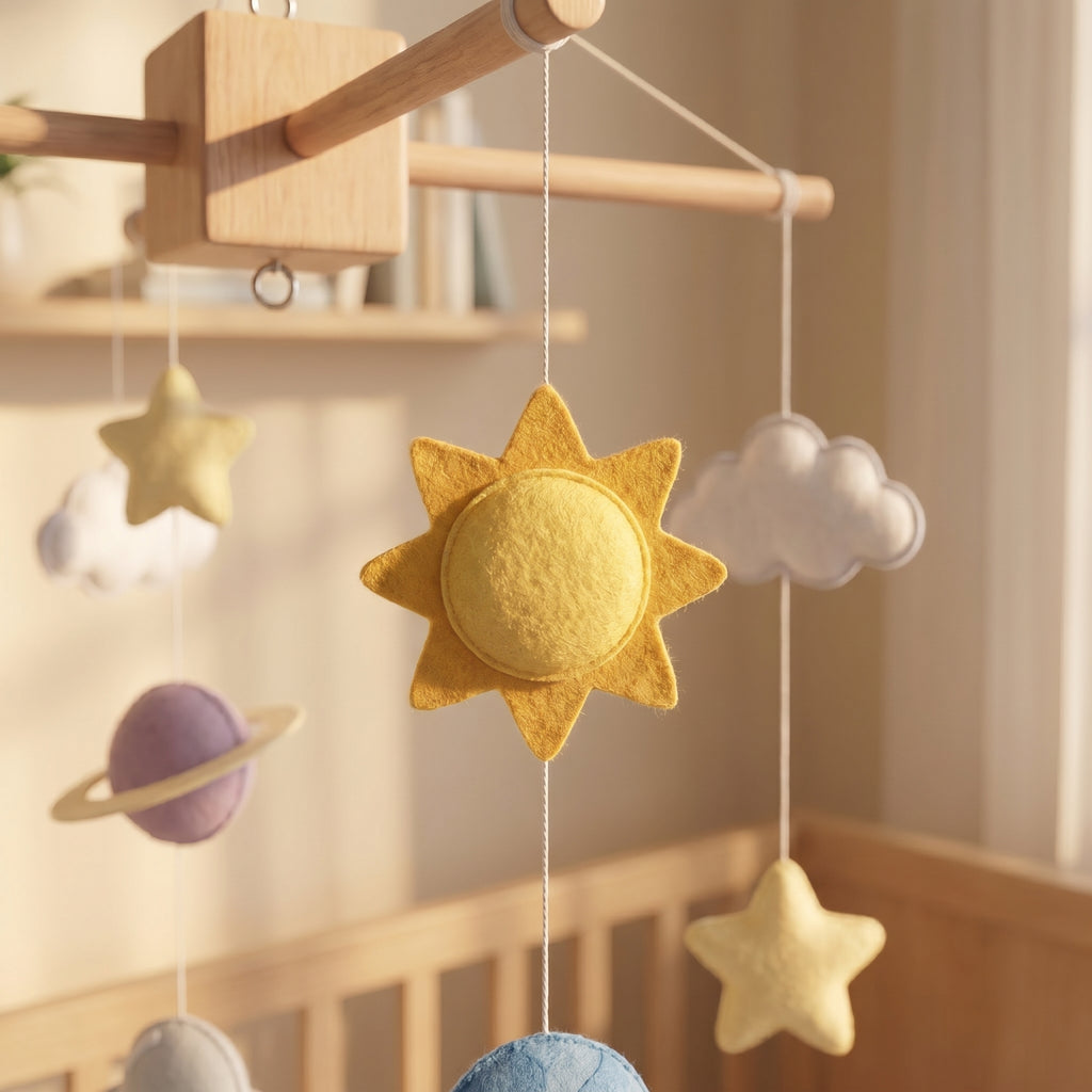 Baby Mobile, Outer Space Nursery Mobile, Felt Crib Decor, Astronaut Baby Room Hanging