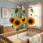 Baby Mobile, Sunflower Nursery Mobile, Felt Crib Decor, Boho Baby Room Hanging