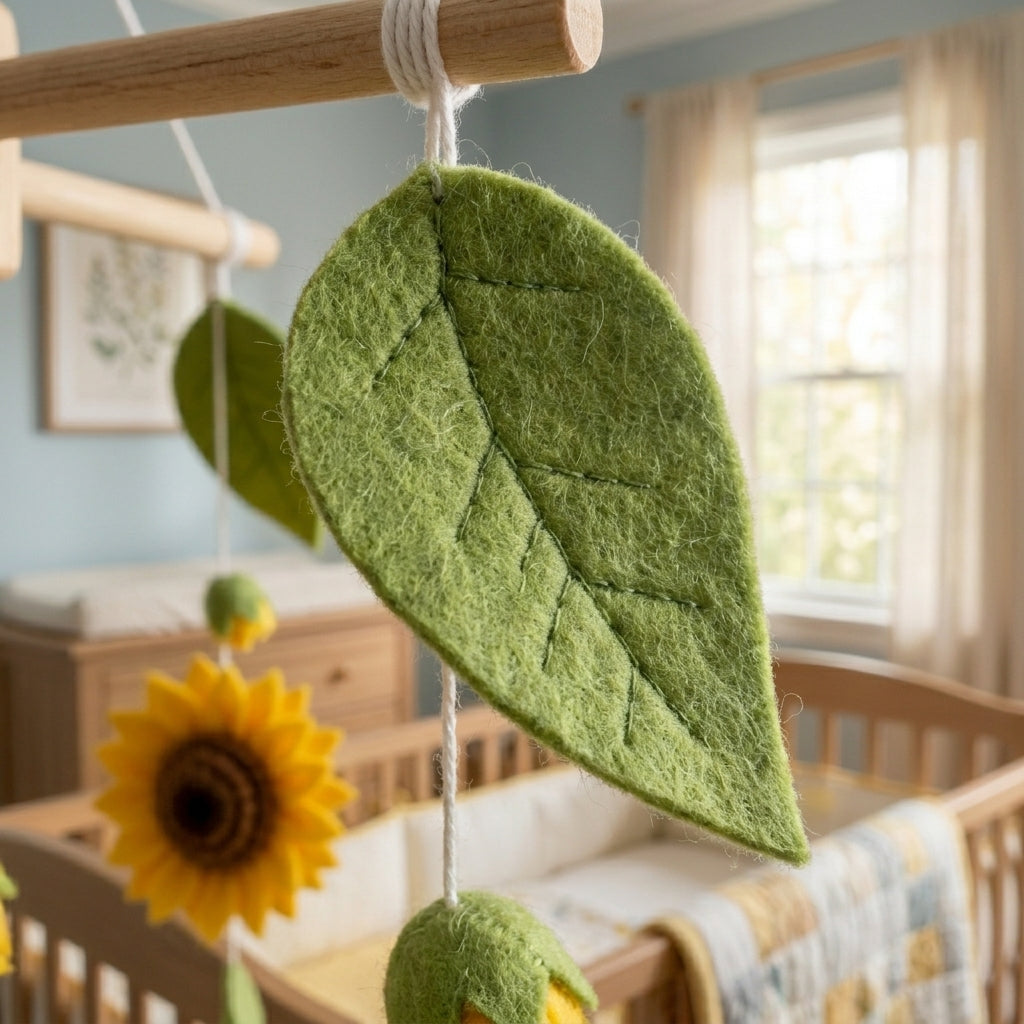 Baby Mobile, Sunflower Nursery Mobile, Felt Crib Decor, Boho Baby Room Hanging