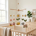 Bee Garden Felt Baby Mobile, Daisy Crib Mobile, Floral Nursery Decor, Baby Shower Gift for Newborn