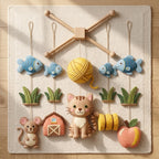 Cat Farm Felt Baby Mobile, Kitten Crib Mobile, Farm Animal Nursery Decor, Baby Shower Gift for Newborn