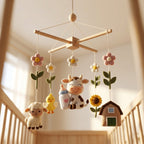 Cow Farm Felt Baby Mobile, Farm Animal Crib Mobile, Nursery Decor, Baby Shower Gift for Newborn