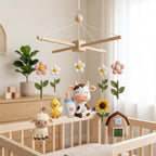 Cow Farm Felt Baby Mobile, Farm Animal Crib Mobile, Nursery Decor, Baby Shower Gift for Newborn