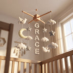 Custom Felt Mobile, Heavenly Nursery Decor, Dove and Cloud Crib Mobile, Keepsake Gift for Newborn
