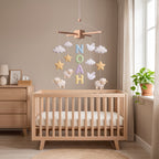Custom Felt Mobile, Peaceful Nursery Decor, Lamb and Bird Crib Mobile, Unique Keepsake Gift for Newborn