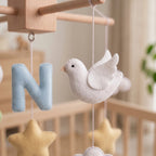 Custom Felt Mobile, Peaceful Nursery Decor, Lamb and Bird Crib Mobile, Unique Keepsake Gift for Newborn