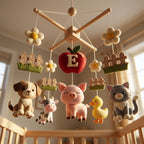 Custom Nursery Mobile, Felt Crib Mobile, Pet and Farm Decor, Unique Initial Name Gift