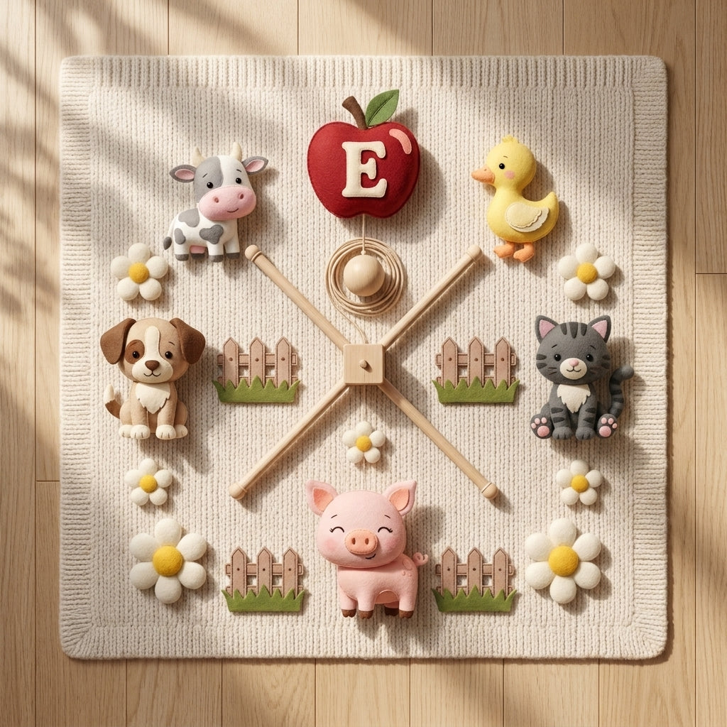 Custom Nursery Mobile, Felt Crib Mobile, Pet and Farm Decor, Unique Initial Name Gift