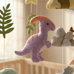 Dino Nursery Mobile, Felt Crib Mobile, Dinosaur and Nature Baby Decor, Unique Newborn Gift