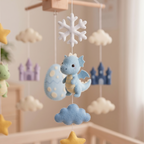 Dragon Nursery Mobile, Felt Crib Mobile, Fantasy Theme Baby Decor, Personalized Adventure Gift