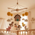 Farm Animals Felt Baby Mobile, Cow Crib Mobile, Farm Nursery Decor, Baby Shower Gift for Newborn