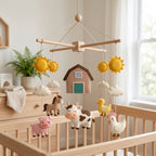 Farm Animals Felt Baby Mobile, Cow Crib Mobile, Farm Nursery Decor, Baby Shower Gift for Newborn