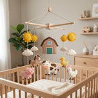 Farm Animals Felt Baby Mobile, Cow Crib Mobile, Farm Nursery Decor, Baby Shower Gift for Newborn