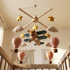 Felt Baby Mobile, Airplane Crib Mobile, Hot Air Balloon Nursery Decor, Baby Shower Gift