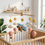 Felt Baby Mobile, Airplane Crib Mobile, Hot Air Balloon Nursery Decor, Baby Shower Gift