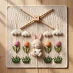 Felt Baby Mobile, Bunny Crib Mobile, Spring Nursery Decor, Baby Shower Gift