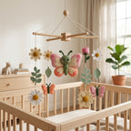 Crib Mobile Butterfly, Felt Baby Mobile, Floral Nursery Decor, Baby Shower Gift