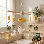 Felt Baby Mobile, Chicken Crib Mobile, Farm Nursery Decor, Baby Shower Gift