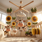 Felt Baby Mobile, Farm Animal Crib Mobile, Cow Nursery Decor, Baby Shower Gift
