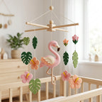 Felt Baby Mobile, Flamingo Crib Mobile, Tropical Nursery Decor, Baby Shower Gift