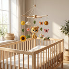 Felt Baby Mobile, Leopard Nursery Decor, Sunflower and Butterfly Crib Mobile, Baby Shower Gift
