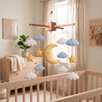 Felt Baby Mobile, Moon and Star Nursery Decor, Sleepy Sky Crib Mobile, Baby Shower Gift for Newborn