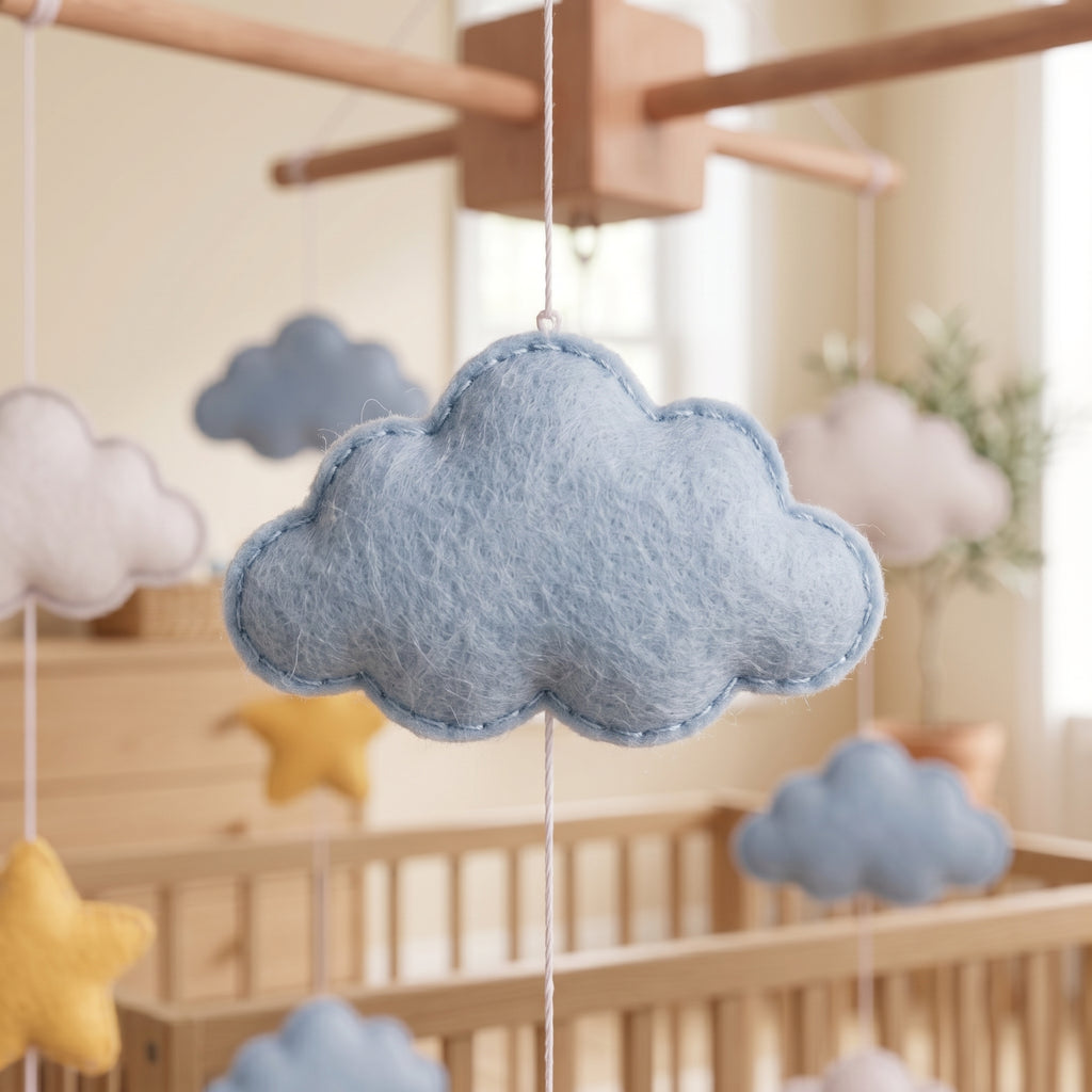 Felt Baby Mobile, Moon and Star Nursery Decor, Sleepy Sky Crib Mobile, Baby Shower Gift for Newborn