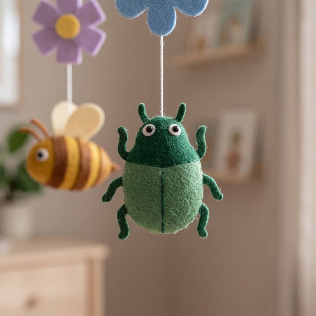 Felt Baby Mobile, Nature Theme Nursery Decor, Insect and Garden Crib Mobile, Educational Baby Shower Gift