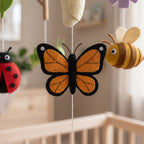 Felt Baby Mobile, Nature Theme Nursery Decor, Insect and Garden Crib Mobile, Educational Baby Shower Gift
