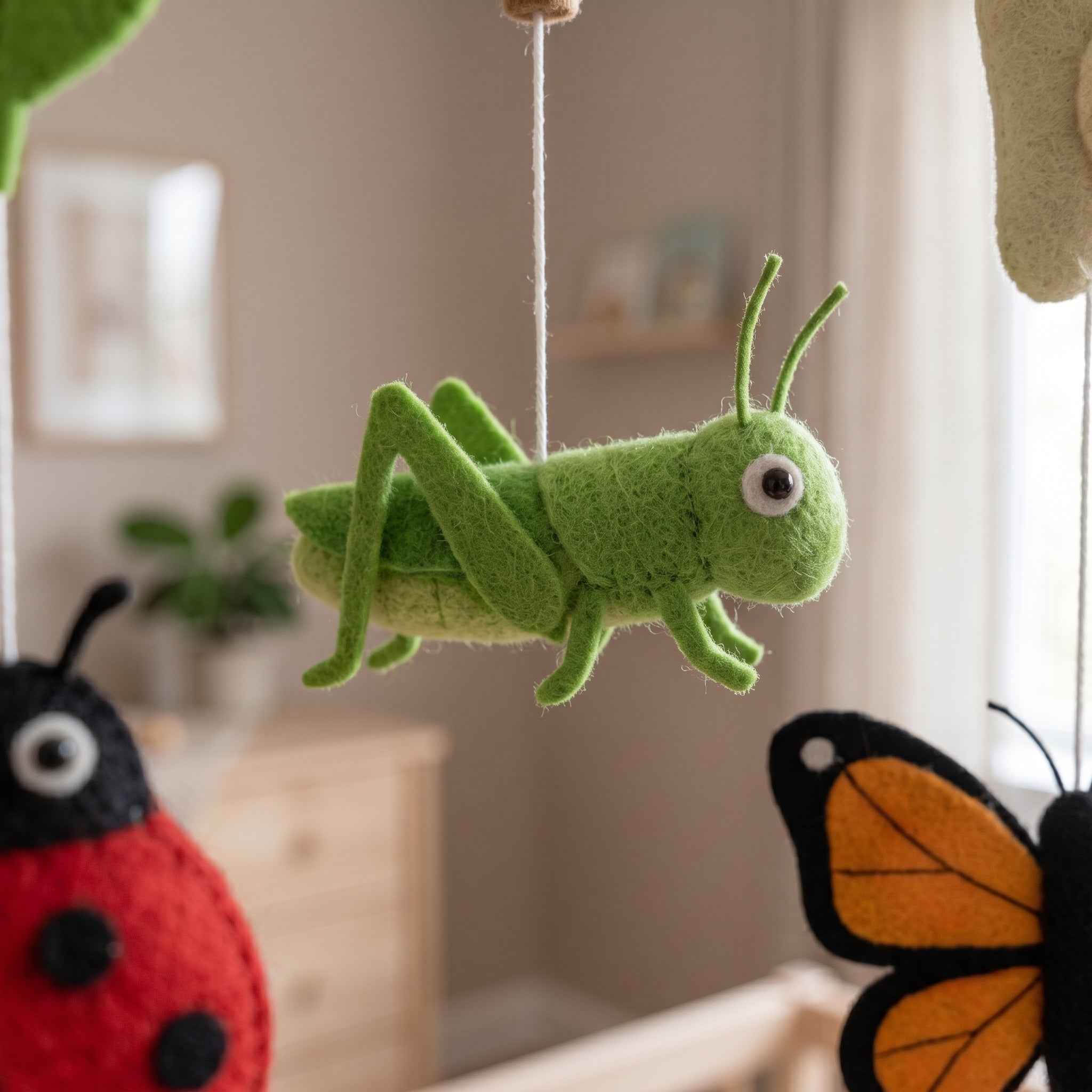 Felt Baby Mobile, Nature Theme Nursery Decor, Insect and Garden Crib Mobile, Educational Baby Shower Gift