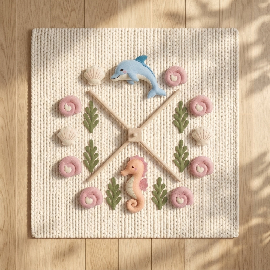 Felt Baby Mobile, Ocean Baby Mobile, Dolphin & Seahorse Crib Mobile, Coastal Nursery Decor, Baby Shower Gift