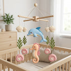 Felt Baby Mobile, Ocean Baby Mobile, Dolphin & Seahorse Crib Mobile, Coastal Nursery Decor, Baby Shower Gift
