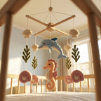 Felt Baby Mobile, Ocean Baby Mobile, Dolphin & Seahorse Crib Mobile, Coastal Nursery Decor, Baby Shower Gift