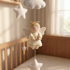 Felt Baby Mobile, Personalized Nursery Decor, Angel and Dove Crib Mobile, Baby Shower Gift for Newborn