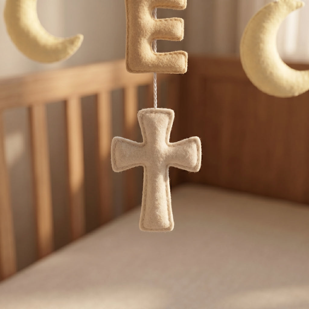 Felt Baby Mobile, Personalized Nursery Decor, Angel and Dove Crib Mobile, Baby Shower Gift for Newborn