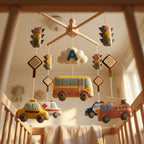 Felt Baby Mobile, Vehicle Crib Mobile, Transportation Nursery Decor, Baby Shower Gift