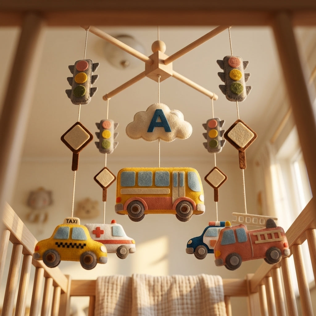 Felt Baby Mobile, Vehicle Crib Mobile, Transportation Nursery Decor, Baby Shower Gift